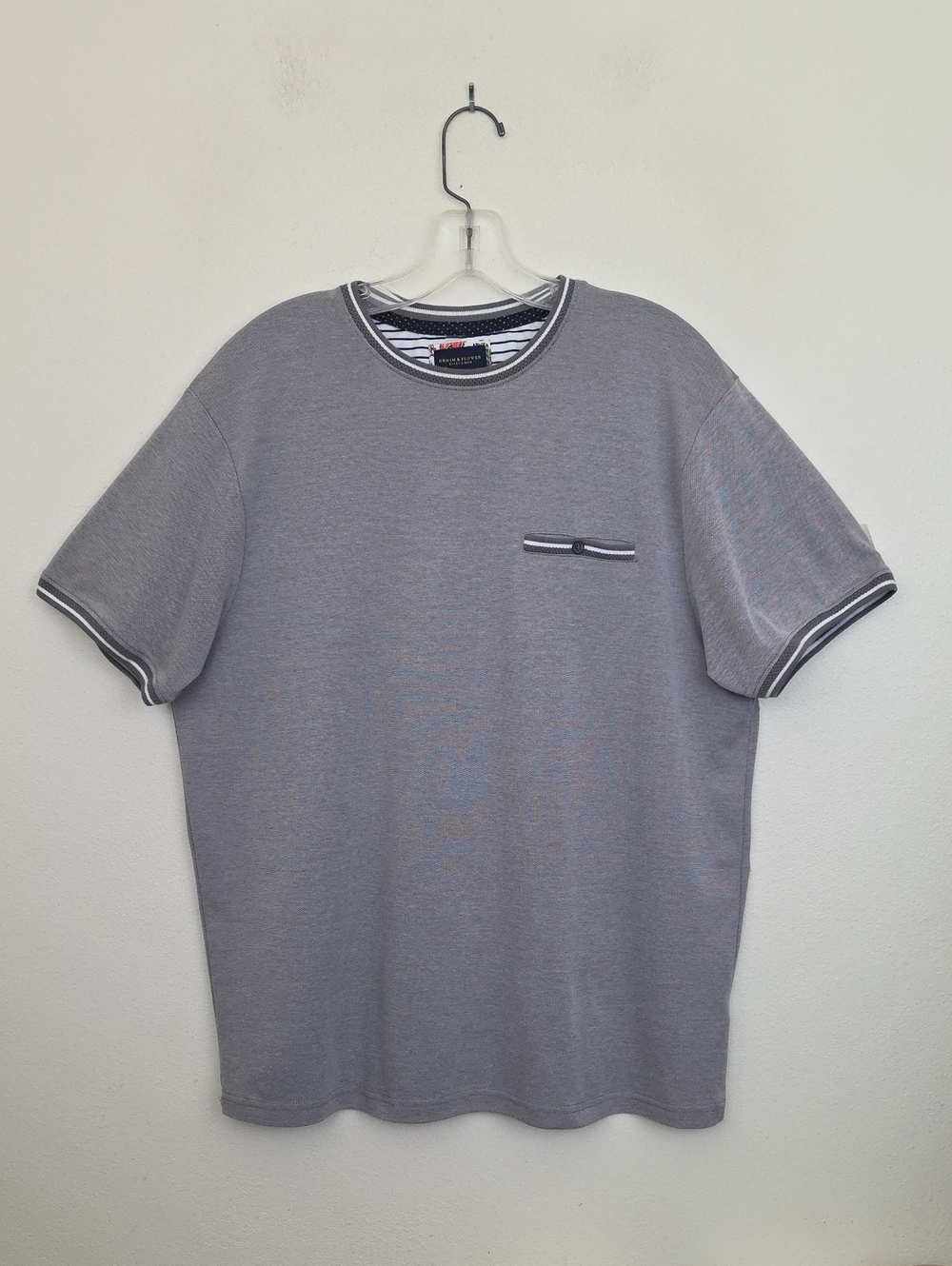 Denim & Flower Gray Short Sleeve Pullover Shirt XL